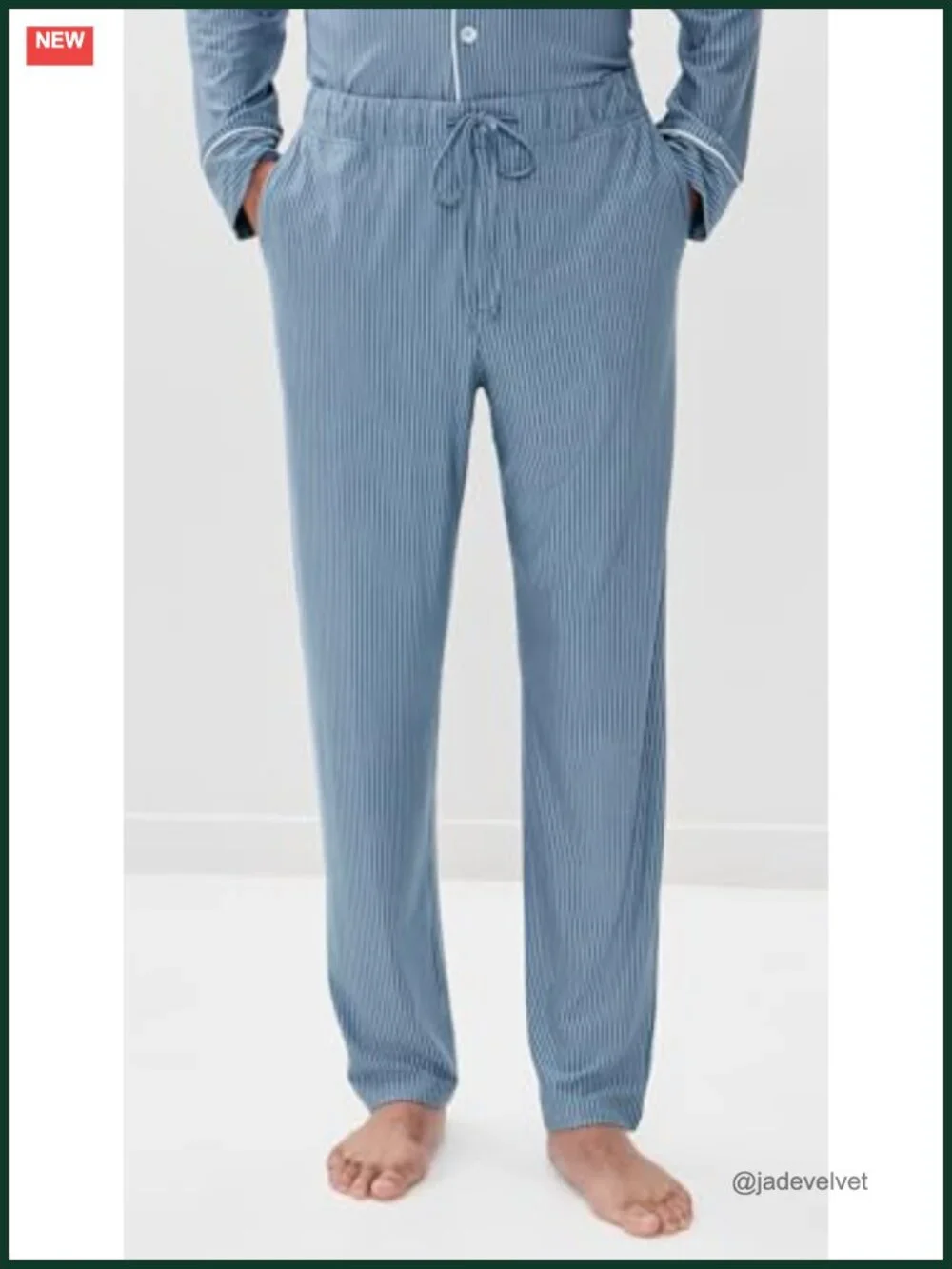 Men's Modal Long Sleeve Pajama Set with Pinstripe